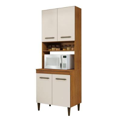 Paneleiro Torre Quente 4 Portas 3 Prateleiras Atenas Kaiki Moveis Naturalle/Off White.