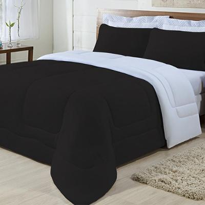 Edredom Dupla Face King Size 100% Algodão Preto com Branco