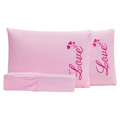 Jogo Cama Bordado Love Rosa Queen 03 Peças 140 Fios