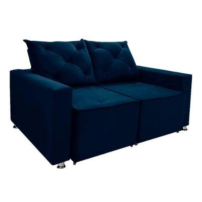 Sofá Retrátil E Reclinável 2 Lugares Bariloche Veludo Azul Speciale Home Azul