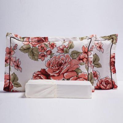 Jogo Cama Vitória Floral Palha Queen 03 Peças 120 Fios