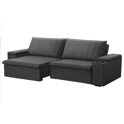 Sofá Retrátil E Reclinável 3 Lugares 225cm Kent Porta Copos No Braço Veludo Grafite G22 - Gran Belo