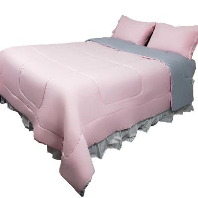Kit 03 Peças Edredom Casal Queen 100% Algodão Rosa com Cinza