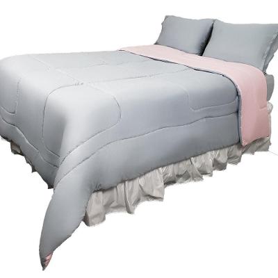 Kit 3 Peças Edredom Casal King 100% Algodão Cinza com Rosa