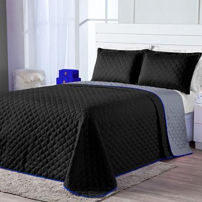 Kit Cobre Leito Dual Color Preto Cinza Casal Padrão 03 Peças