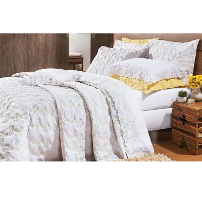 Kit Cobre Leito Casal 03 Peças Bordado Percal Branco