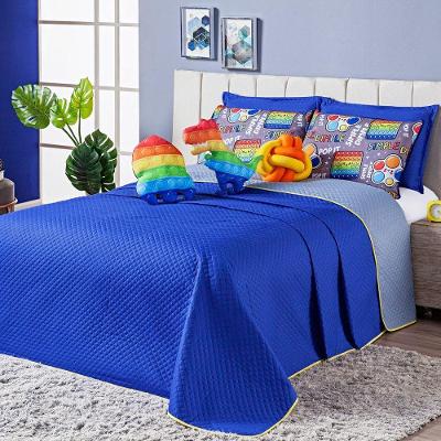 Kit Cobre Leito Pop It Azul Almofadas Queen 08 Peças