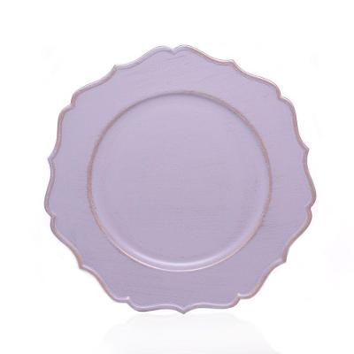 Sousplat Decorativo Cinza Rose Borda Irregular 33cm