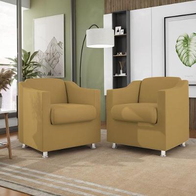 Kit 2 Poltronas Decorativas Tilla Consultório Recepção Sala Suede Cor:Capuccino