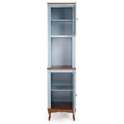Paneleiro Copenhagen Oratório 1 Porta De Vidro 1 Nicho E 1 Porta Maciça - 2067 Laca - Azul Bebê