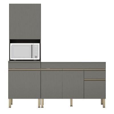 Paneleiro E Balcão Gabinete Sem Tampo 150cm Lina K02 Gris - Mpozenato