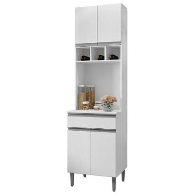 Paneleiro Duplo 61Cm Com Nicho Garrafeiro 4 Portas 1 Gaveta Andréia Branco - Ajl Móveis