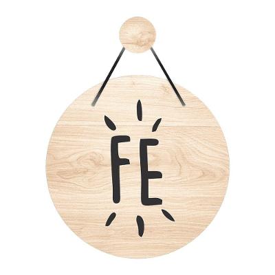 Flâmula Fé 30cmx30cm - Cria Arte Laser Marrom