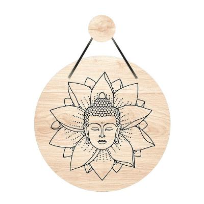 Flâmula Buda Com Flor 30cmx30cm - Cria Arte Laser Marrom
