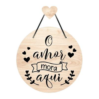 Flâmula O Amor 30cmx30cm - Cria Arte Laser Madeira Clara
