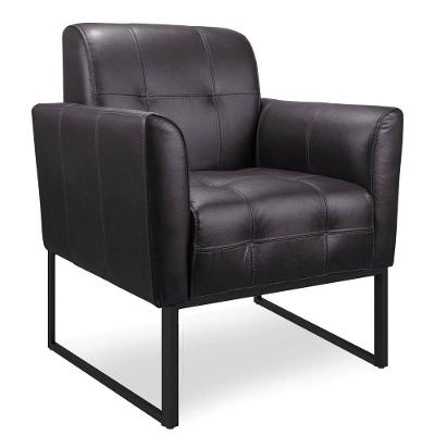 Poltrona Bia Couro Marrom A102 Base Metálica Industrial Preto - D'rossi