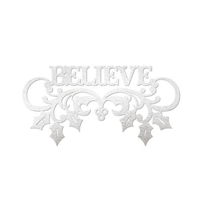 Believe Com Ramos 40cmx20cm - Cria Arte Laser Prata