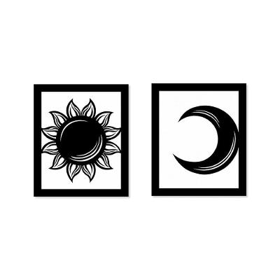 Kit Quadros Sol E Lua 24cmx28,5cm - Cria Arte Laser Preto