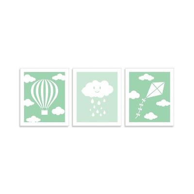 Kit De Quadros Nuvem 24cmx28,5cm - Cria Arte Laser Verde Claro