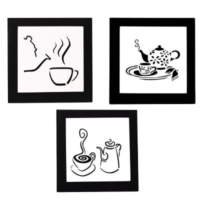 Kit Com 3 Quadros Para Cozinha 100% Mdf (21x21) Modelo 2