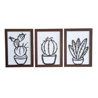 Kit Com 3 Quadros Personalizados Em Mdf (33x24,5) Kit 3 Quadros 3 - Marrom