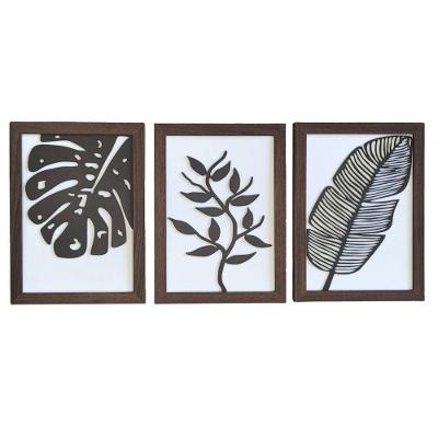 Kit Com 3 Quadros Personalizados Em Mdf (33x24,5) Kit 3 Quadros 2 - Marrom