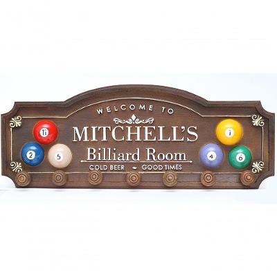Placa Decorativa Suporte Canecos, Cabide Mitchell´s Billiard
