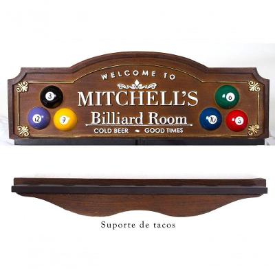 Placa Decorativa Porta-tacos Sinuca + Suporte - Mitchell´s