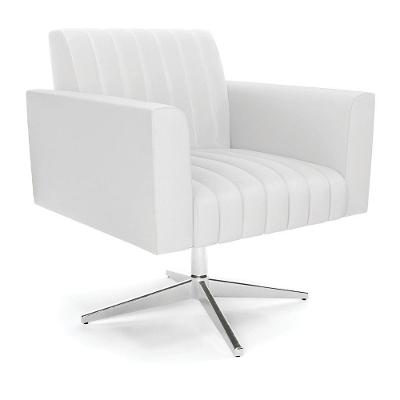 Poltrona Giratória Viena Gomada Corino Base Cromada - D'rossi Cor Branco