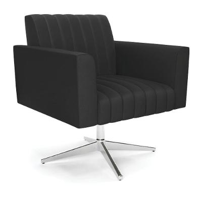 Poltrona Giratória Viena Gomada Corino Base Cromada - D'rossi Cor Preto