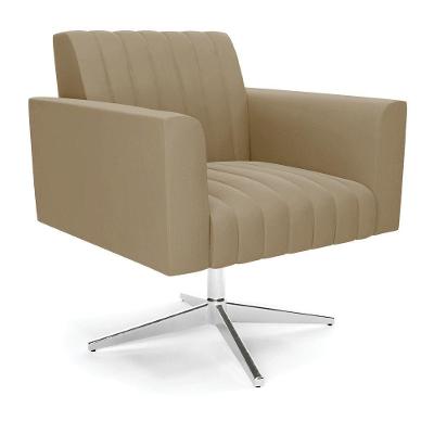 Poltrona Giratória Viena Gomada Suede Base Cromada - D'rossi Cor Marrom Rato