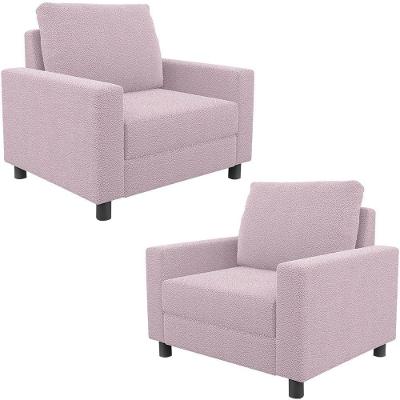 Kit 02 Poltronas Decorativa Malta L02 Bouclê Rosê