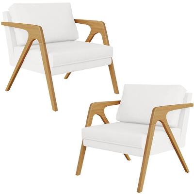Kit 02 Poltrona Pietra Estrutura L02 Corano Branco