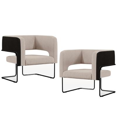 Kit 02 Poltronas Preto Corano Preto C-05 Linho Bege C-107