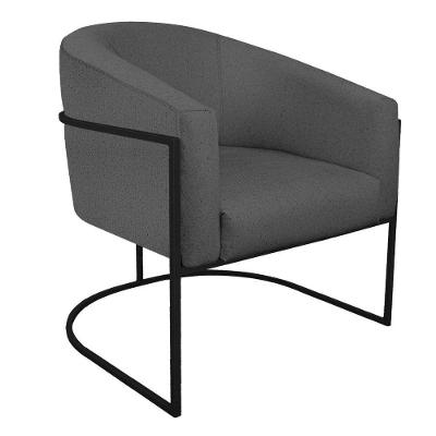 Poltrona Luiza Base De Ferro Preto Linho Cor Cinza Escuro