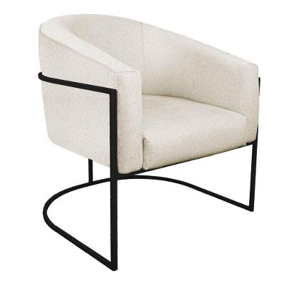Poltrona Luiza Base De Ferro Preto Linho Cor Bege