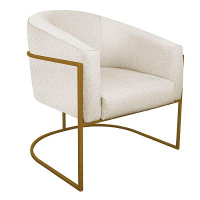 Poltrona Luiza Base De Ferro Dourado Linho Cor Bege