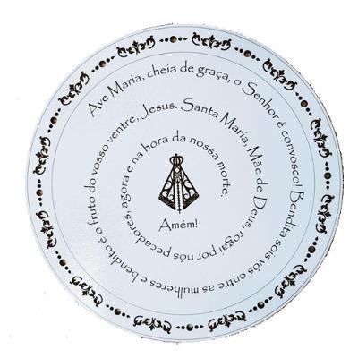 Mandala Oração Ave Maria Mdf Branco 60cm
