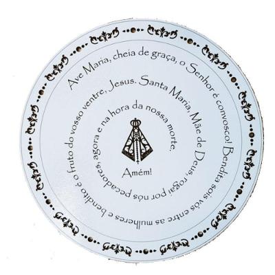 Mandala Oração Ave Maria Mdf Branco 30cm