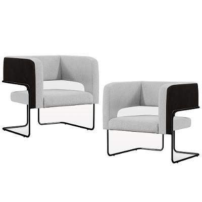 Kit 02 Poltronas Preto Corano Preto C-05 Linho Cinza D-315
