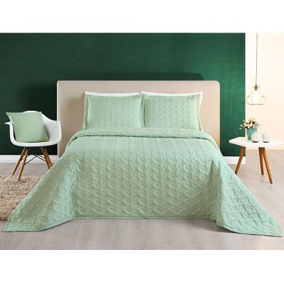 Kit Cobre Leito Desirée Casal Bordado Micropercal 200 Fios 3 Peças - Verde