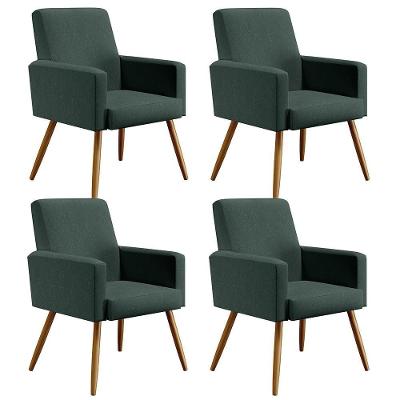 Kit 04 Poltronas Maria W01 Linho Verde Musgo