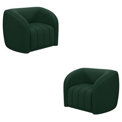 Kit 2 Poltronas Decorativas Sala De Estar Adam Veludo Verde G45 - Gran Belo
