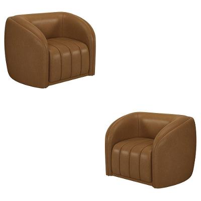 Kit 2 Poltronas Decorativas Sala De Estar Adam Pu Caramelo G45 - Gran Belo