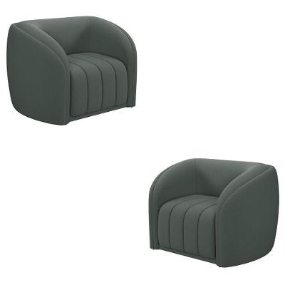 Kit 2 Poltronas Decorativas Sala De Estar Adam Veludo Cinza G45 - Gran Belo