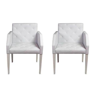 Kit 2 Poltronas Decorativa Nina Em Tecido Sintético Costura Capitonê - Branco - Cor: Branco