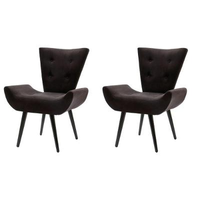 Kit 2 Poltronas Decorativa Emilia Suede Pé Palito - Preto - Cor: Preto