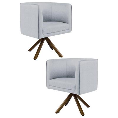 Kit 2 Poltronas Base Madeira Betina C-315 Linho Cinza