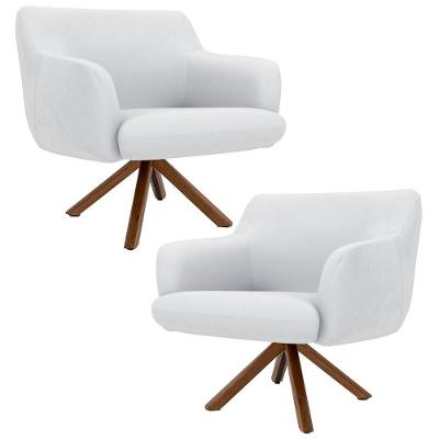 Kit 2 Poltronas Base Madeira Jade C-12ano Branco
