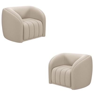 Kit 2 Poltronas Decorativas Sala De Estar Adam Veludo Bege G45 - Gran Belo